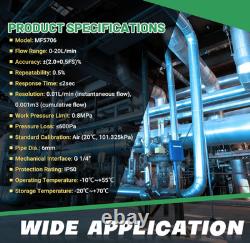 1/4 NPT Portable Digital Thermal Mass Flow Meter for Compressed Air, Nitrogen