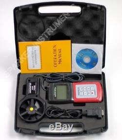 Anemometer, Air Flow Speed Temperature Meter with Software