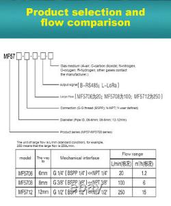 Digital Gas Mass Flow Meter Oxygen Gas Air Flow Rate Tester Flowmeter 020L/250L