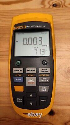 Fluke 922 Airflow Meter HVAC Air Pressure Velocity Flow Meter Pitot Tube Kit