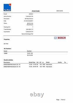 Mass Air Flow Sensor Meter MAF BOSCH # 0986280108 fits Saab NEW