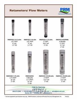 PRM 2-25 SCFM Rotameter Viton Seals 1-½ MNPT Connect Air/Gas Flow Meter